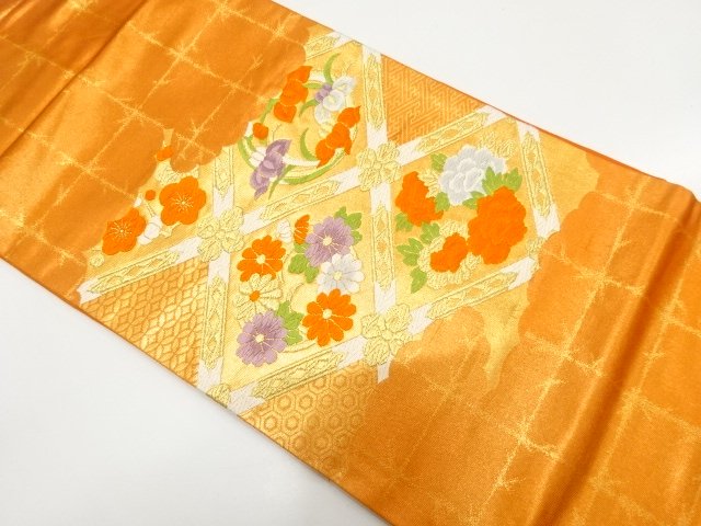 JAPANESE NAGOYA OBI / WOVEN FLOWER ROUNDEL
